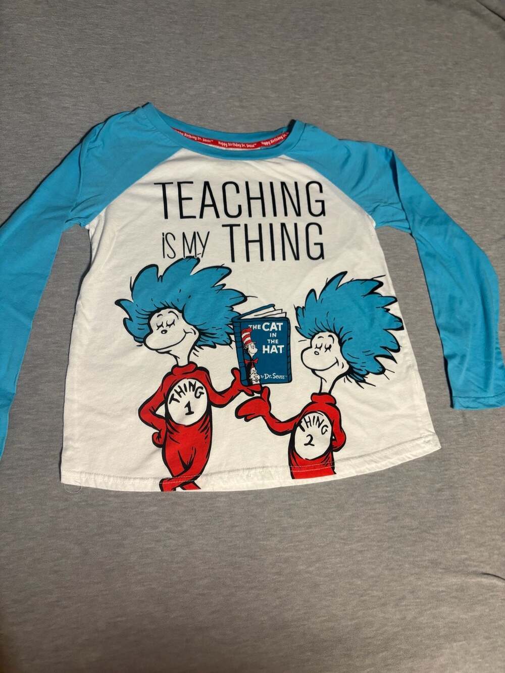Dr. Seuss Teaching Is My Thing Long Sleeve Raglan Graphic T-Shirt